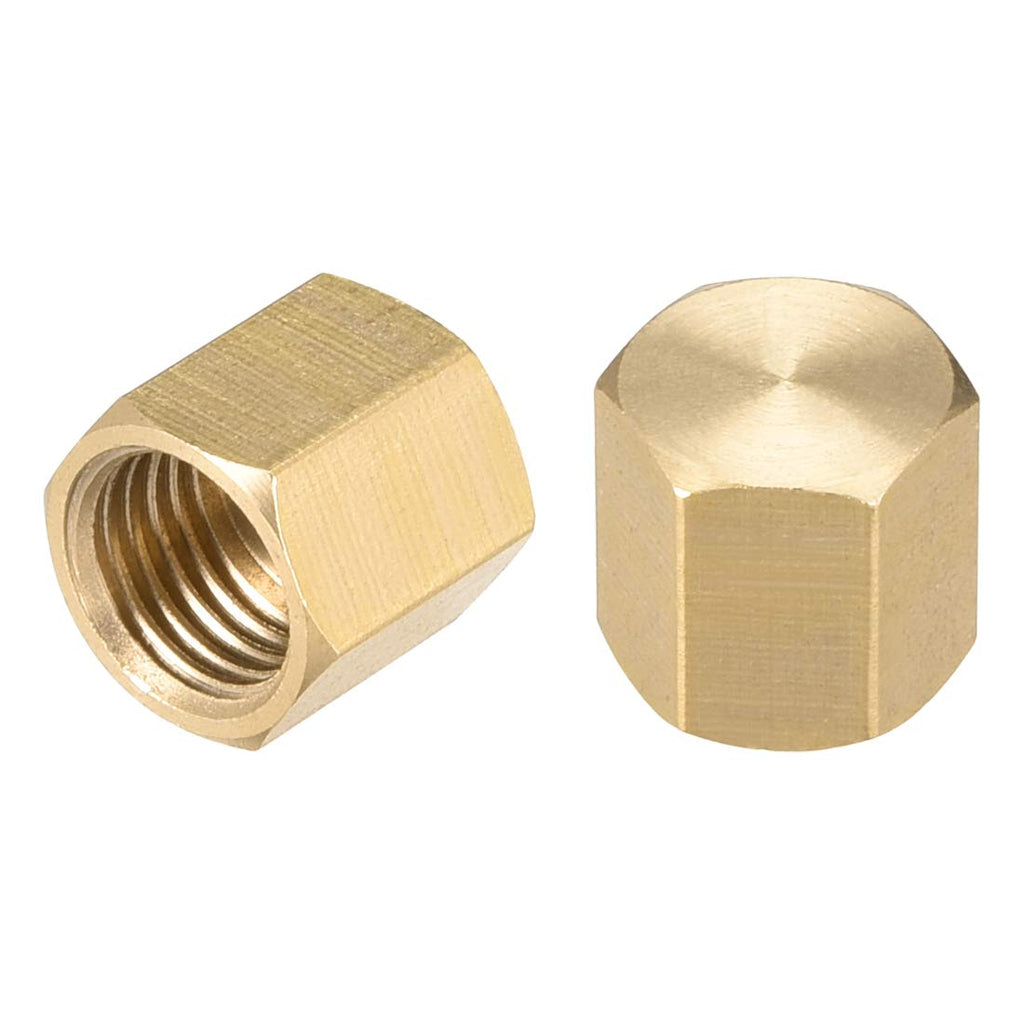 [Australia - AusPower] - uxcell 1/4SAE Pipe Fitting Valve Cap, Brass Hex Female Thread Hose Connector, for Garden and Outdoor Water Pipes Nozzle Joints, 2Pcs 