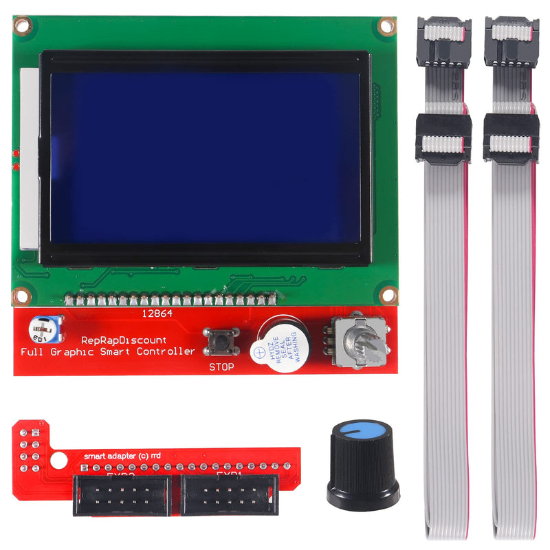 [Australia - AusPower] - LCD 12864 Graphic Smart Display Controller Board with Adapter and Cable for 3D Printer Ramps 1.4 RepRap 3D Printer Mendel Prusa 