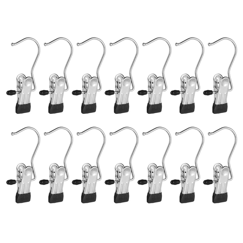 [Australia - AusPower] - Frezon 30 Pack Boot Hanger for Closet, Laundry Hooks with Clips, Boot Holder, Hanging Clips, Portable Multifunctional Hangers Single Clip Space Saving for Jeans, Hats, Tall Boots, Towels(Black) Black 