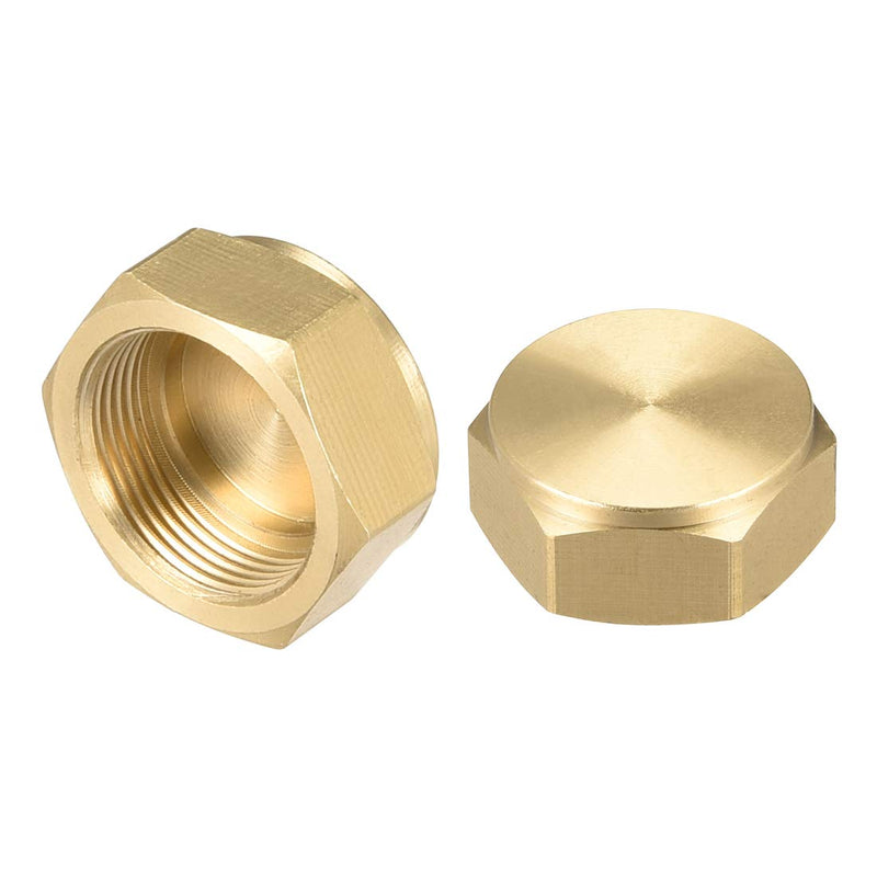 [Australia - AusPower] - uxcell M18x1.0 Pipe Fitting Cap, Brass Hex Female Thread Hose Connector, for Garden and Outdoor Water Pipes Nozzle Joints, 2Pcs M18 