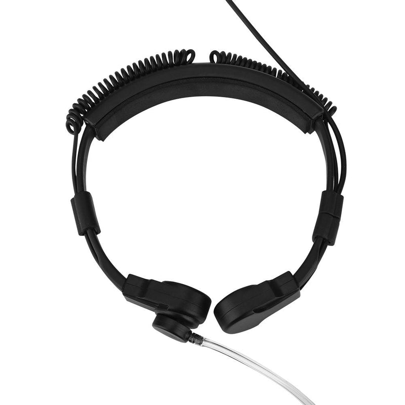 [Australia - AusPower] - Throat Mic Earpiece Headphone, 3.5mm Throat Mic Covert Air Acoustic Tube Earpiece Headset Anti Radiation with Finger PTT for Mobile Phone/Adjustable Size 