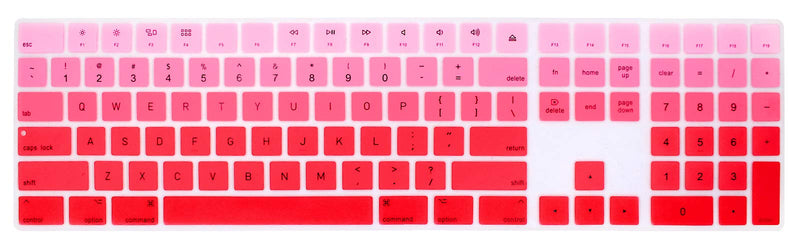 [Australia - AusPower] - WYGCH Ultra Thin Silicone Full Size Wireless Numeric Keyboard Cover Skin for Mac 2017 Latest Magic Keyboard with Numeric Keypad MQ052LL/A A1843 US Layout,Ombre Red Ombre Red 