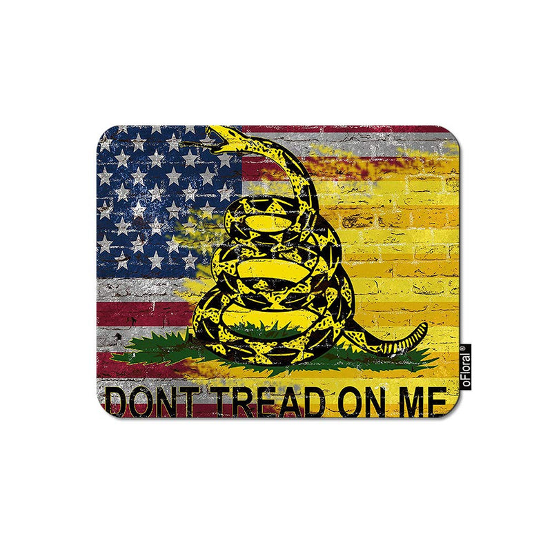 [Australia - AusPower] - oFloral American Flag Gaming Mouse Pad Dont Tread On Me Letter Yellow Snack Brick Wall Decorative Mousepad Rubber Base Home Decor for Computers Laptop Office Home 7.9X9.5 Inch 
