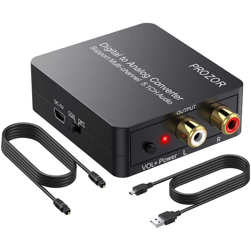 [Australia - AusPower] - PROZOR Digital to Analog Audio Converter Support Dolby/DTS Decoder, Optical Out to RCA DAC Decoder, Optical to 3.5mm Converter, Optical/SPDIF/Toslink/Coaxial/DTS/PCM/5.1CH to 2CH Analog Stereo 