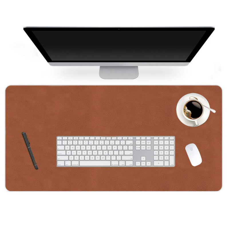 [Australia - AusPower] - 16 X 32 Inch Office Desk Pad Protector Waterproof PU Leather Desk Mat Blotters on Top of Desks Laptop Computer Gaming Keyboard Mouse Pad for Women Men Kids Girls Non-Slip Desk Writing Mat Cover Brown 16'' x 32'' inch Coffee Brown 