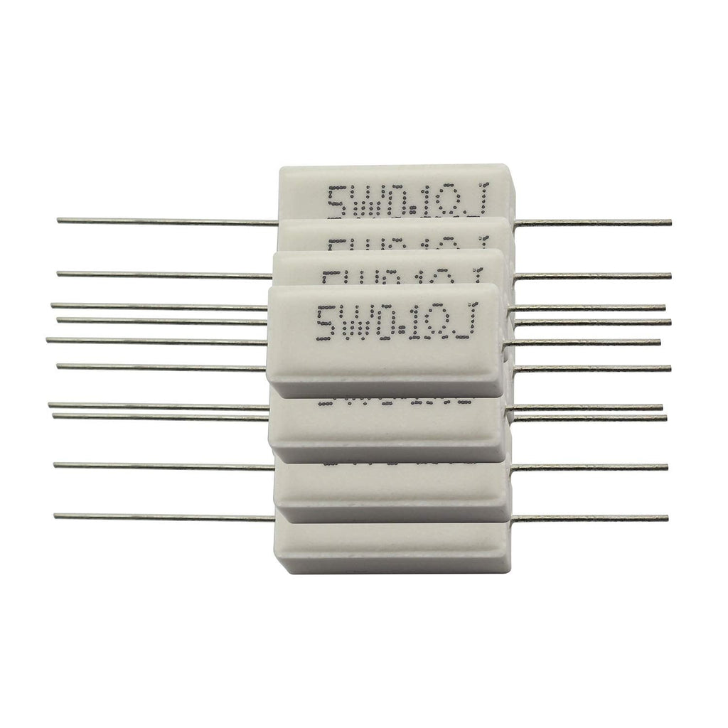 [Australia - AusPower] - Tegg 10PCS Cement Resistors 5W Horizontal 0.1 ohm 5% Ceramic Wirewound Resistors 5W 0.1ohm 