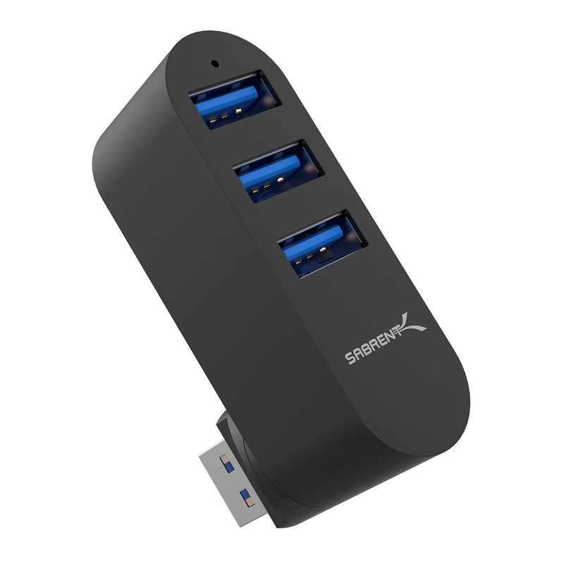 [Australia - AusPower] - SABRENT Premium 3-Port Aluminum Mini USB 3.0 Hub [90°/180° Degree Rotatable] (HB-R3MB) Black 