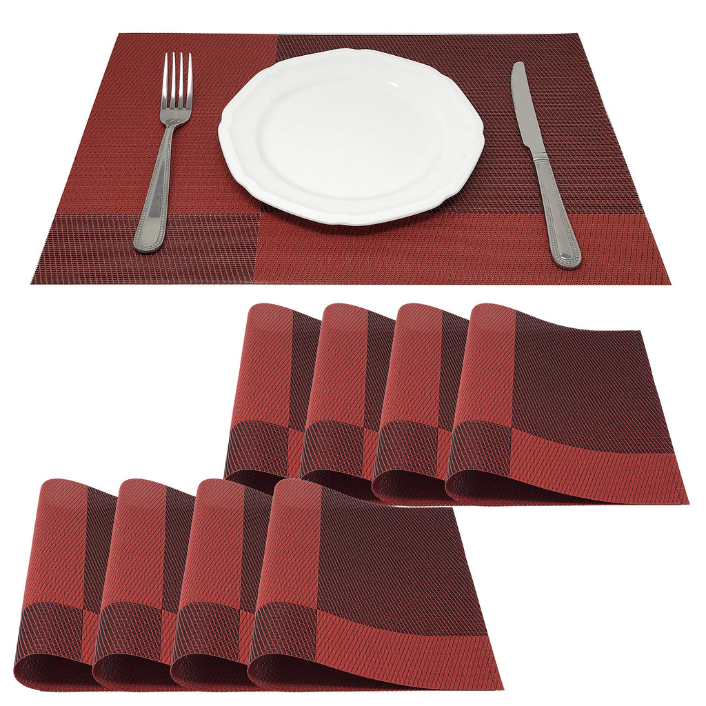 [Australia - AusPower] - Allgala 8-Pack Dining Table PVC Placemat Set - Protect Table from Heat Stain Scratch and Anti-Skid-Style Burgundy Shapes-HD80206 