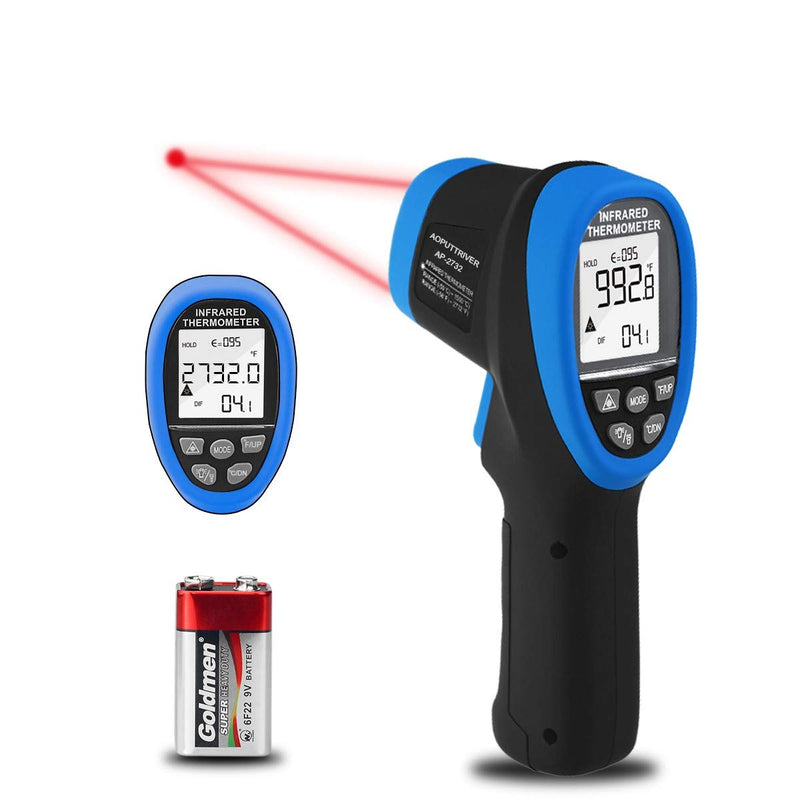 [Australia - AusPower] - Infrared Thermometer,High Temp Thermometer Pyrometer -58℉- 2732℉ (-50℃ to 1500℃),30:1 Distance Spot Ratio,AP-2732 Non-Contact Digital Dual Laser Pointers Flashlight IR Temperature Gun【NOT for Human】 AP-2732 Blue 