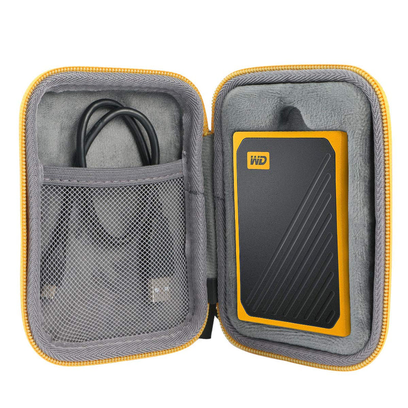 [Australia - AusPower] - co2crea Hard Travel Case Replacement for WD My Passport Go Cobalt SSD 500G / 1TB Portable External Storage (Black Case + Amber Zipper) Black Case + Amber Zipper 
