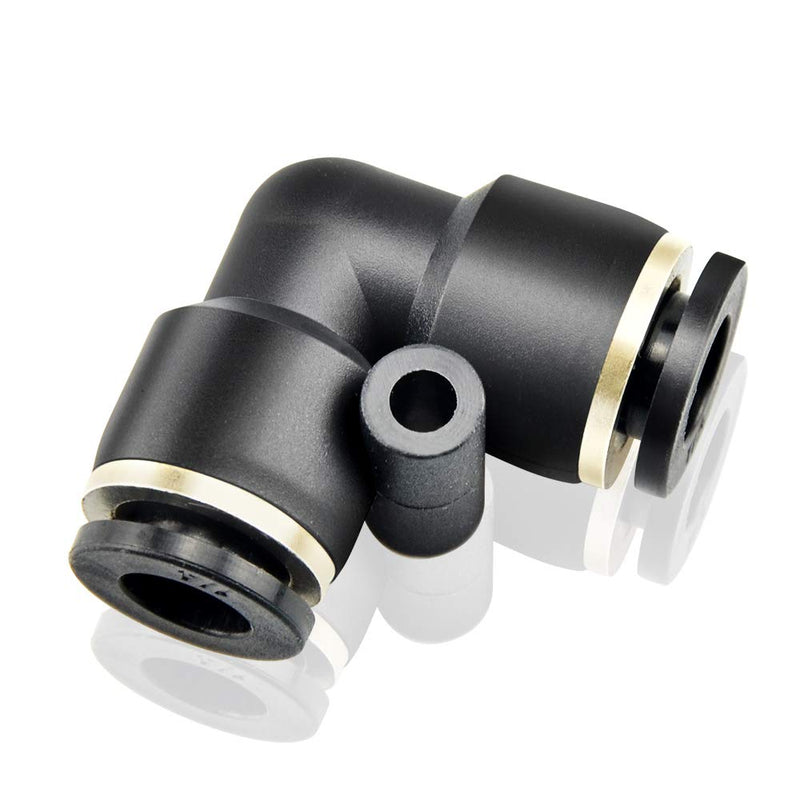 [Australia - AusPower] - TAILONZ PNEUMATIC Black Elbow 1/4 inch Tube OD Push to Connect Tube Fittings Push Lock PV-1/4 (Pack of 10) 1/4"OD 