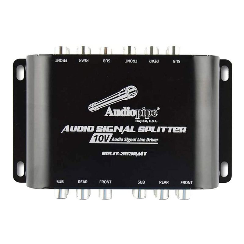 [Australia - AusPower] - Audiopipe SPLIT-3113RMT Compact RCA 1 In-3 Out 10 Volt Audio Signal Splitter Line Driver with Remote Bass Knob for Car Audio Sound System 