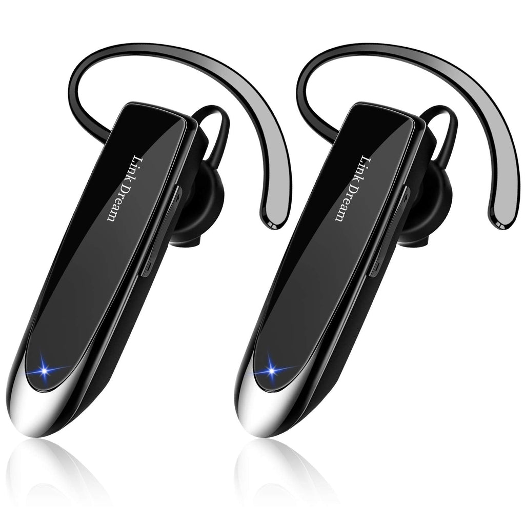 [Australia - AusPower] - Link Dream Bluetooth Earpiece for Cell Phone Hands Free Wireless Headset Noise Cancelling Mic 24Hrs Talking 1440Hrs Standby Compatible with iPhone Samsung Android for Driver Trucker (2 Pack) 