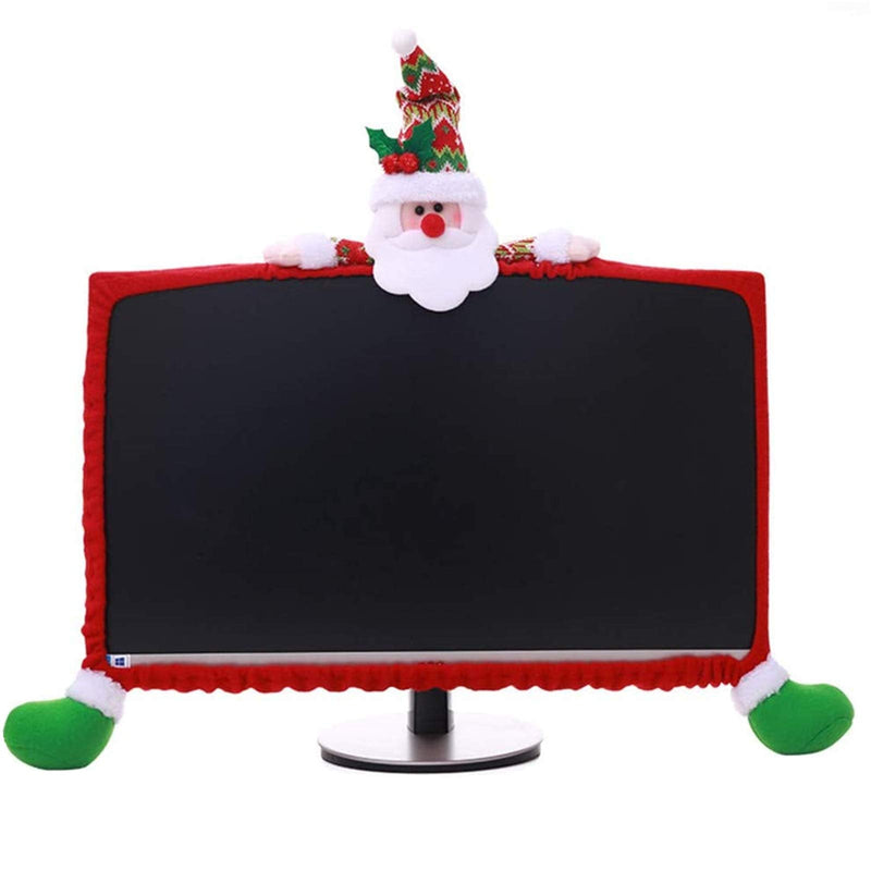 [Australia - AusPower] - SUSHAFEN 1 Pack Christmas Computer Monitor Border Cover TV Monitor Cover Elastic Laptop Computer Cover for Xmas Home Office Computer Decoration-Santa Claus 