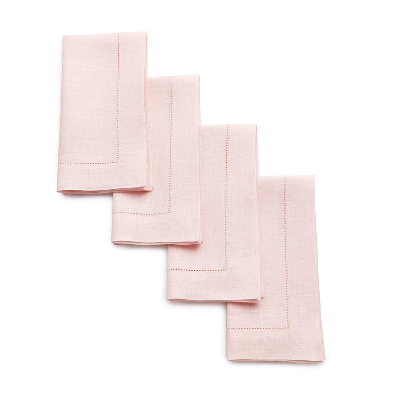 [Australia - AusPower] - Solino Home Easter Linen Napkins – Pink, 20 x 20 Inch Set of 4, Classic Hemstitch Natural Fabric Machine Washable Dinner Napkins – Handcrafted with European Flax Napkins (Set of 4) 
