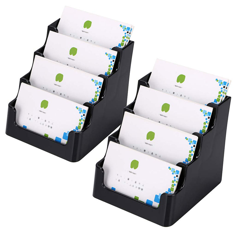 [Australia - AusPower] - Hipiwe 2 Packs 4-Tier Acrylic Business Card Holder Stand Clear Desktop Index Card Filing Card Holder Diaplay Black 