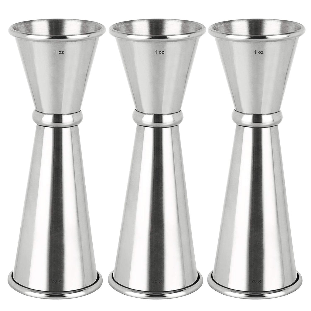 [Australia - AusPower] - 3PCS Double Jigger & Cocktail Jiggers Stainless Steel 1 Ounce X 2 Ounce Alcohol Measuring Tools 
