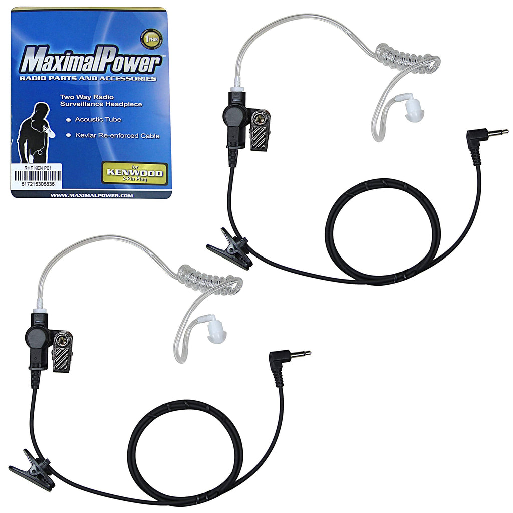 [Australia - AusPower] - Two(2) MaximalPower™ Extra Long 43.3" 1-Wire Headset Earpiece 3.5mm Plug Audio only for 2 Way Radio Motorola Kenwood Icom x2 