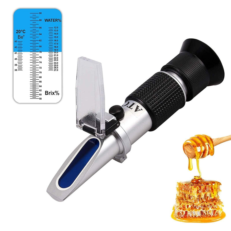 [Australia - AusPower] - AUTOUTLET 3-in-1 Honey Refractometer for Honey Moisture, Brix and Baume, 58-90% Brix Scale Range, Honey Moisture Tester with ATC, Ideal for Honey, Milk, Sugar Syrup, Fruit jam and Molasses, Beekeepers Honey Baume Refractometer 