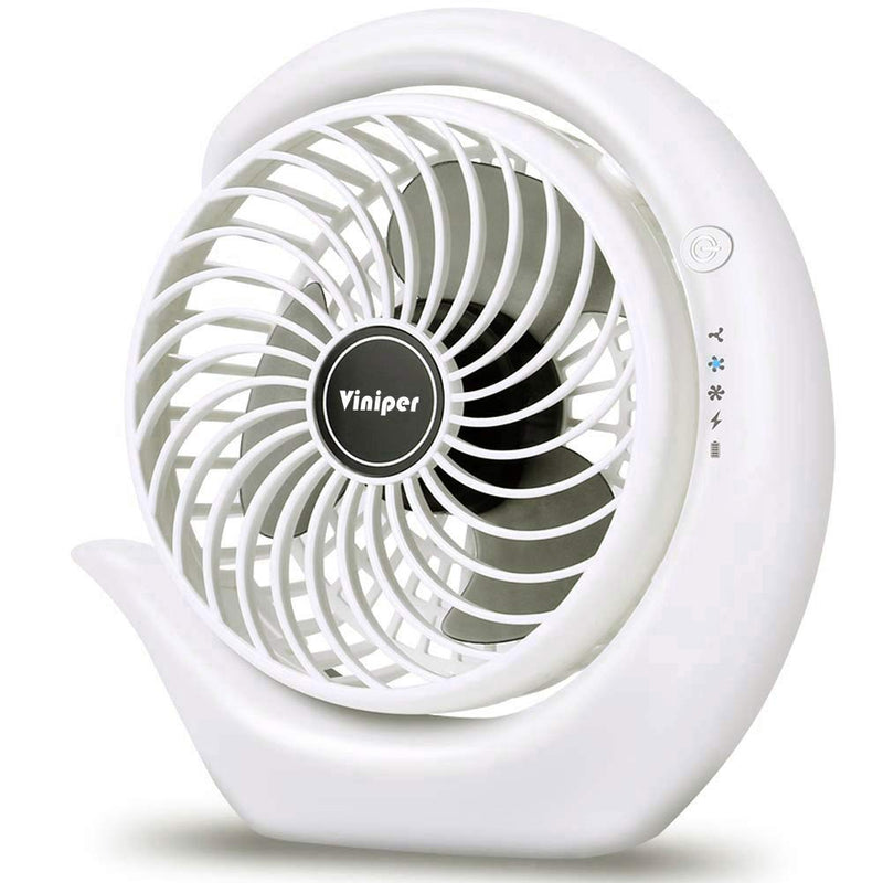 [Australia - AusPower] - viniper Portable Rechargeable Fan, Small Desk Fan : 3 Speeds & 8-24 Hours Longer Working, 180° Rotation, Optimised Portable USB Battery Fan , Small but Mighty, Strong Wind (6.2 inch, White) 6.2 inch 