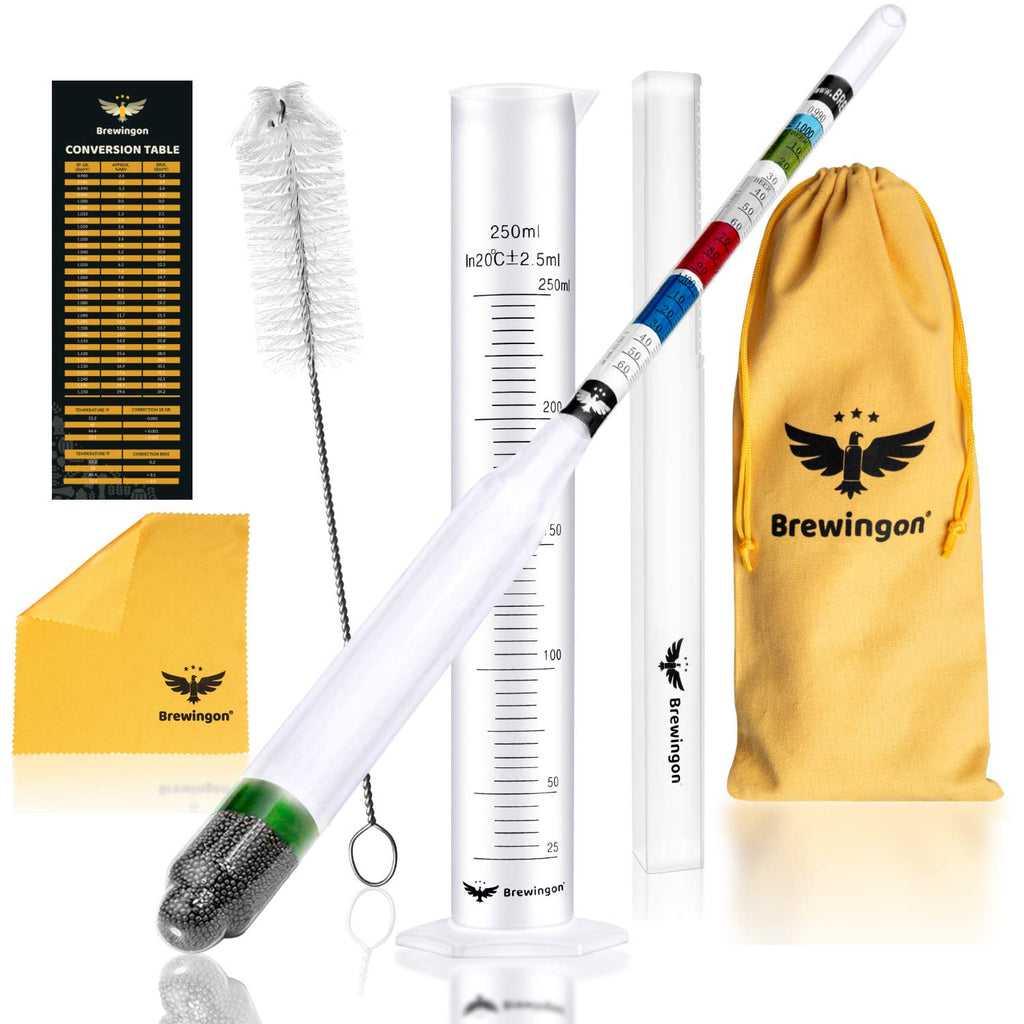 [Australia - AusPower] - Hydrometer Alcohol - Brewing Tool for Making Beer, Wine, Sprit & Kombucha - Our ABV Tester Kit Contains Triple Scale Meter with a Hard Cover Case, 250ml Test Jar, Cylinder Brush, Cloth and a Carry Bag 
