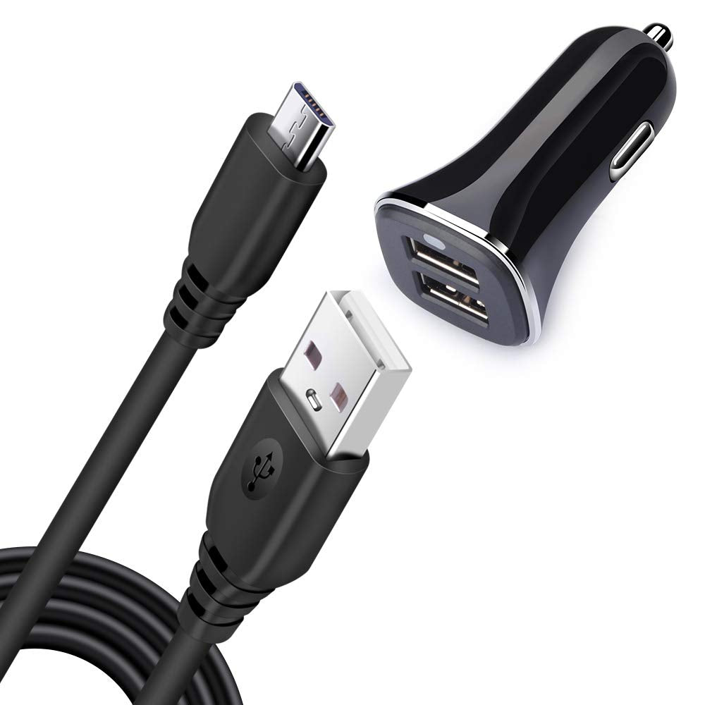 [Australia - AusPower] - Dual Port Car Charger Adapter Phone Charger Android Car Plug Micro USB Cord Cable Compatible Samsung Galaxy S6 S7 Edge A6 A10s Note 5 J3 J7 Prime LG K30 K20 K10 V10 G3 G4 Moto E5 E4 G4 G5 