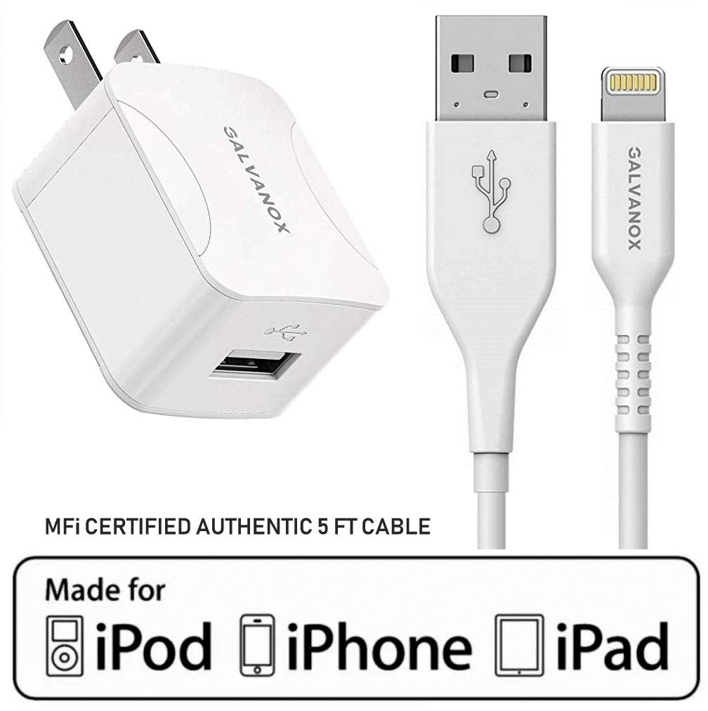[Australia - AusPower] - Galvanox iPhone Charger with Wall Plug (10W Single Port) MFi Apple Certified Lightning to USB Cable Charging Cord and Outlet Power Adapter for iPhone 7/8 Plus/X/XR/Xs/11/12 Mini/13 Pro Max 