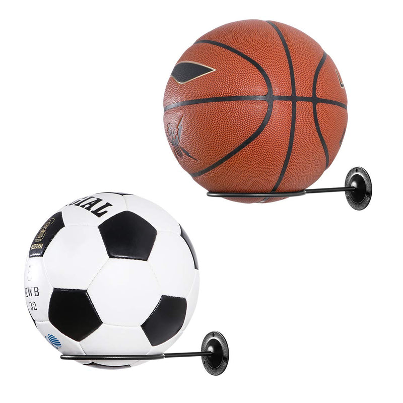 [Australia - AusPower] - CLISPEED Wall-Mounted Ball Holders Display Racks for Basketball Soccer Football Volleyball Exercise Ball (Black,2PCS) 