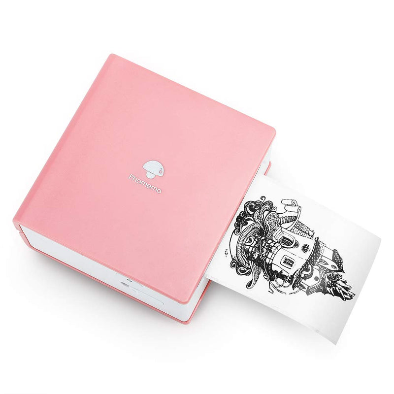 [Australia - AusPower] - Phomemo M02 Portable Pocket Printer- Mini Bluetooth Wireless Thermal Sticker Printer Compatible with Android iOS for Instantly Print Fun, Retro-Style Photos, Mini Life Assistant, Good Gift, Pink 