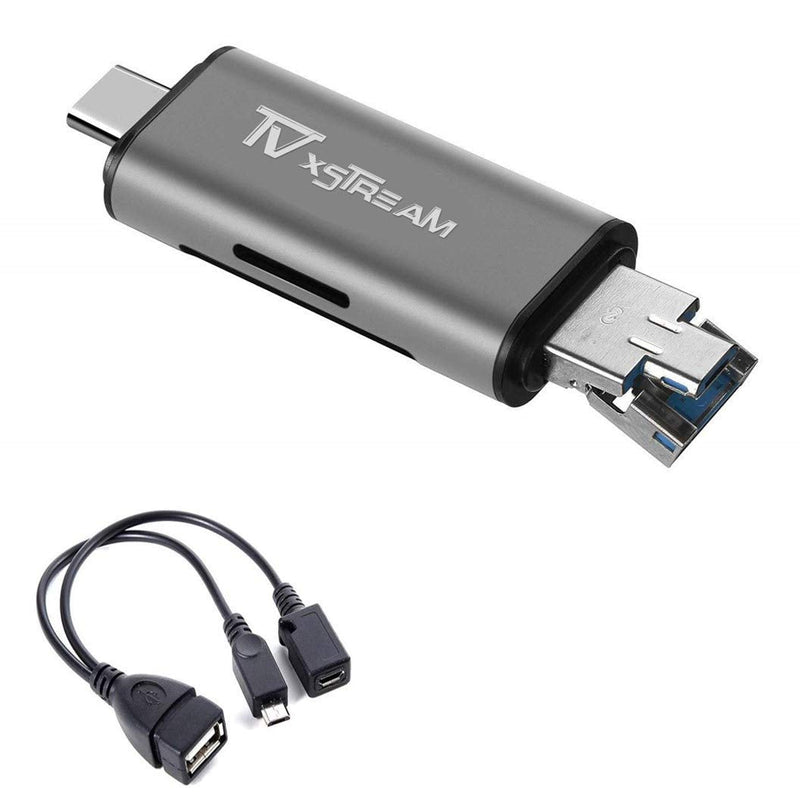 [Australia - AusPower] - SD Card Reader, Storage Expansion OR File Transfer KIT for FIRESTICKS, Media Devices, Gaming Systems, 3-in-1 USB 2.0 / USB C/Micro USB Card Reader - SD Card, Micro SD, Includes OTG Cable 