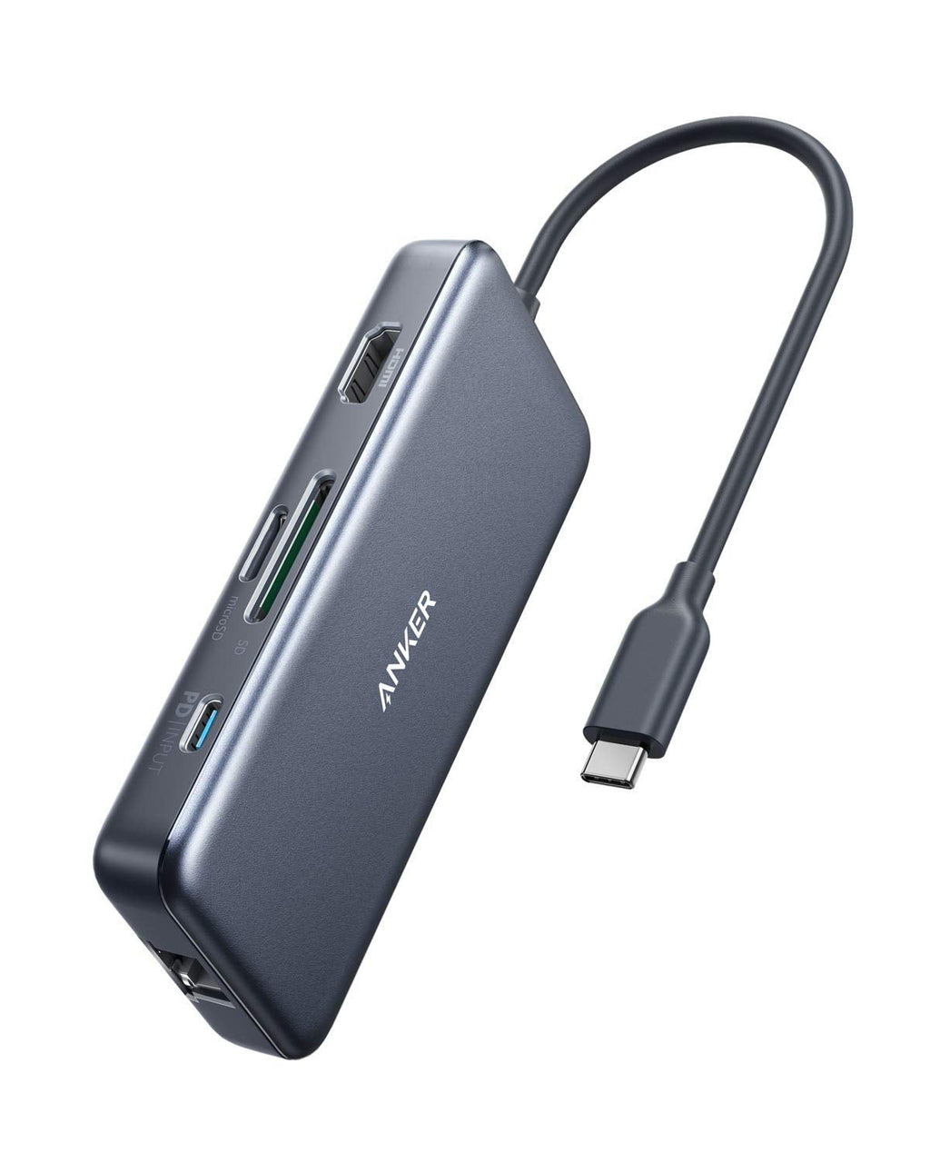 [Australia - AusPower] - Anker USB C Hub Adapter, PowerExpand+ 7-in-1 USB C Hub, with 4K USB C to HDMI, 60W Power Delivery, 1Gbps Ethernet, 2 USB 3.0 Ports, SD and microSD Card Readers, for MacBook Pro and Other USB C Laptops 
