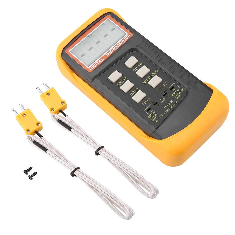 [Australia - AusPower] - 6802II Digital LCD Thermocouple K Type Thermometer Temperature Meter -50°C-1300°C Dual Channel Mini K Type with 2 Thermocouple Sensors 