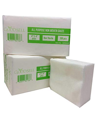 [Australia - AusPower] - 400 PCS (4" X 4") Premium 4-ply Non-Woven, Non-Sterile Sponge Gauze Pad-- Medical, Dental, Salon, All Purpose Gauze Sponges Pads -(2 Packs x 200 Counts) --White 