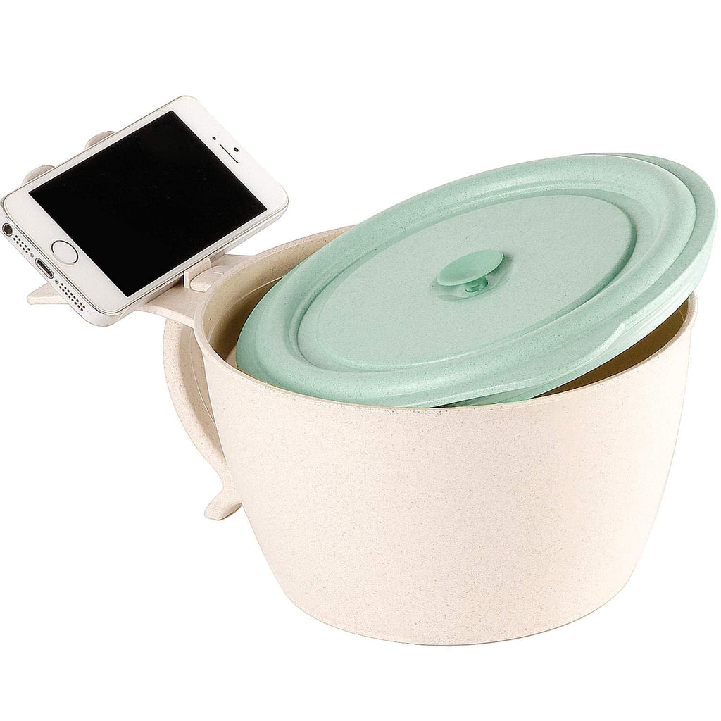 [Australia - AusPower] - shopwithgreen Instant Noodle Cup With Lid, 40 OZ Ramen Bowl with Handle and Phone Holder - Microwave & Dishwasher Safe (Blue) Blue 