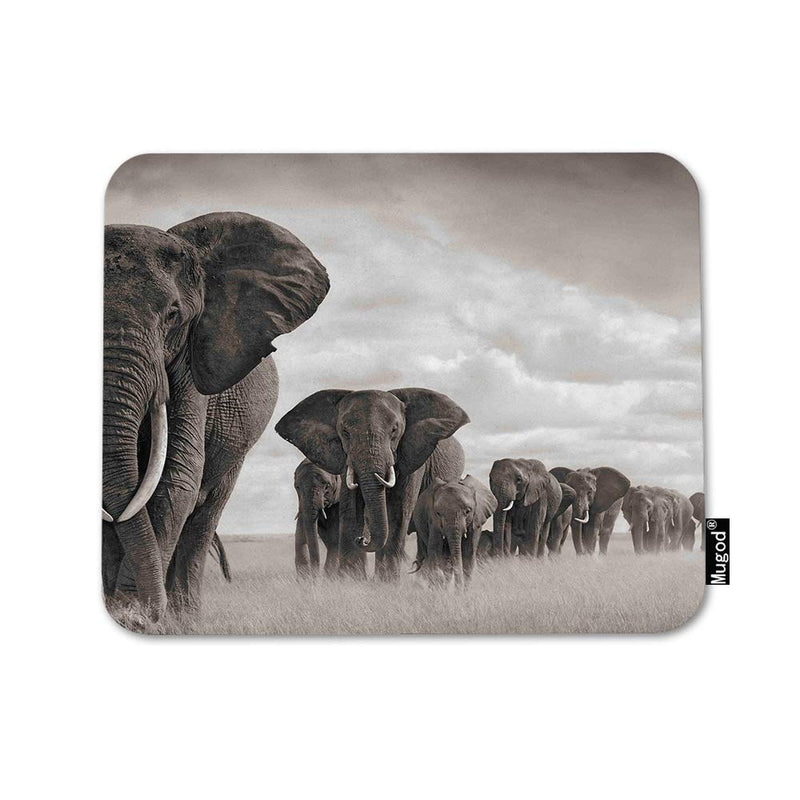 [Australia - AusPower] - Mugod Elephant Mouse Pad Elephant Walking on The African Savannah Grassland Grey Mouse Mat Non-Slip Rubber Base Mousepad for Computer Laptop PC Gaming Working Office & Home 9.5x7.9 Inch A14 