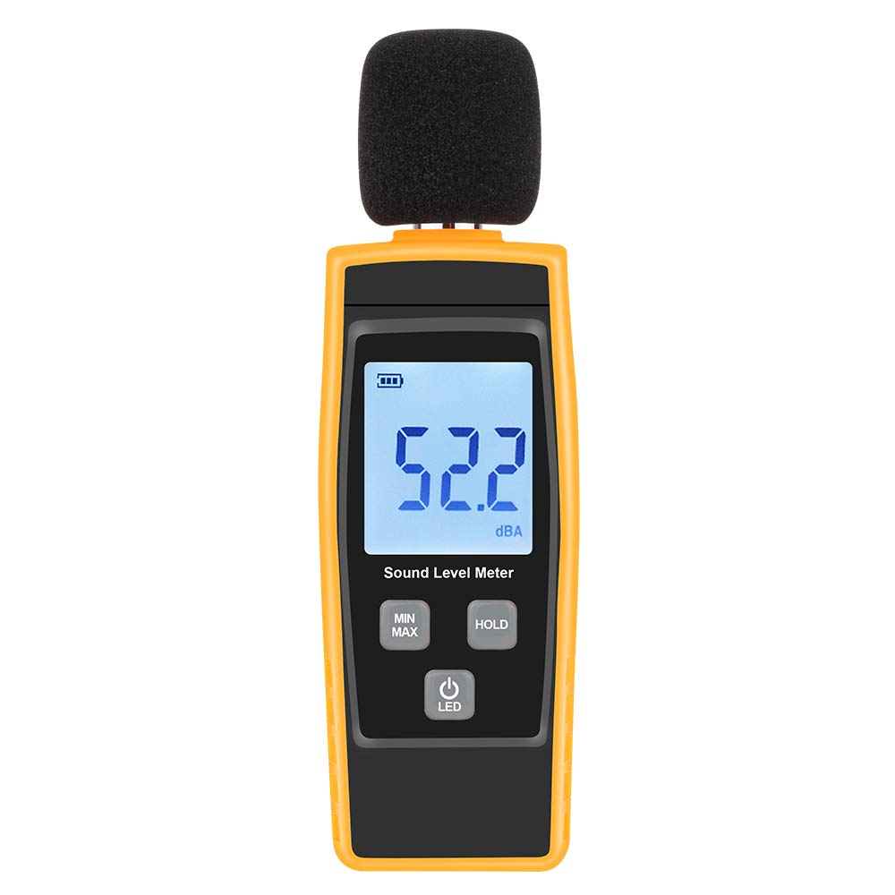 [Australia - AusPower] - Hand-Held Sound Level Meter,V-Resourcing 30~130 dB Decibel Noise Measurement Tester with Backlight Digital LCD Display for Indoor/Outdoor Uses [Max/Min/Hold Function] Orange 