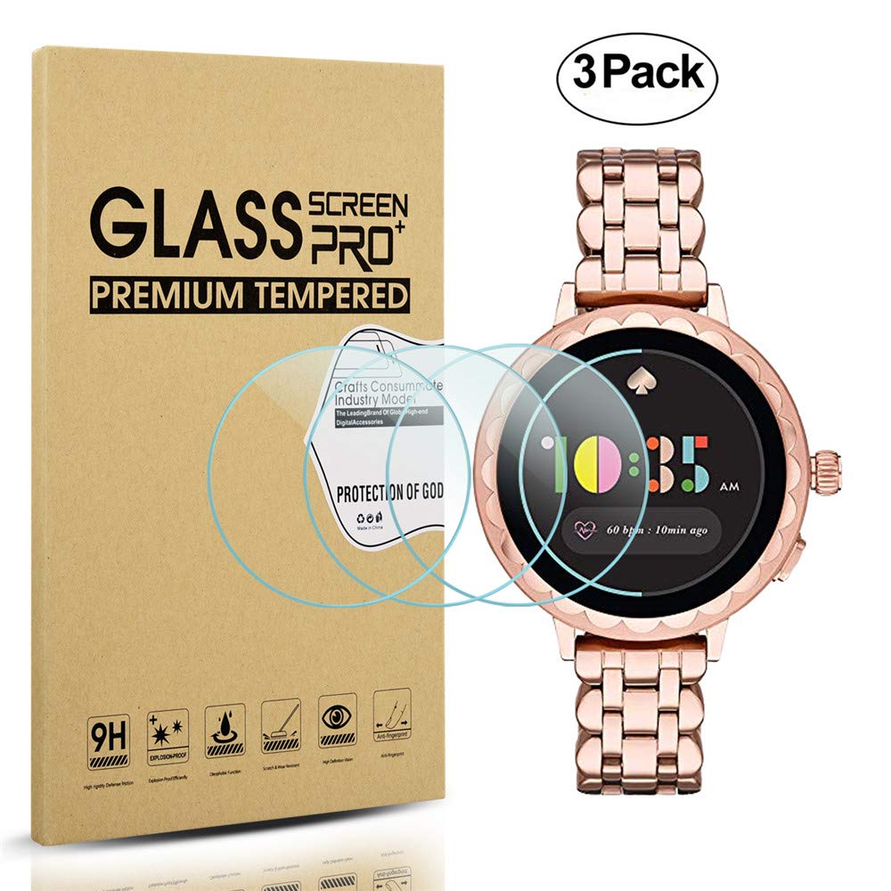 [Australia - AusPower] - Diruite 3-Pack for Kate Spade Scallop 2 (2019) Screen Protector Tempered Glass for Kate Spade Scallop 2 Smartwatch [Anti-Scratch] [2.5D 9H hardness] 