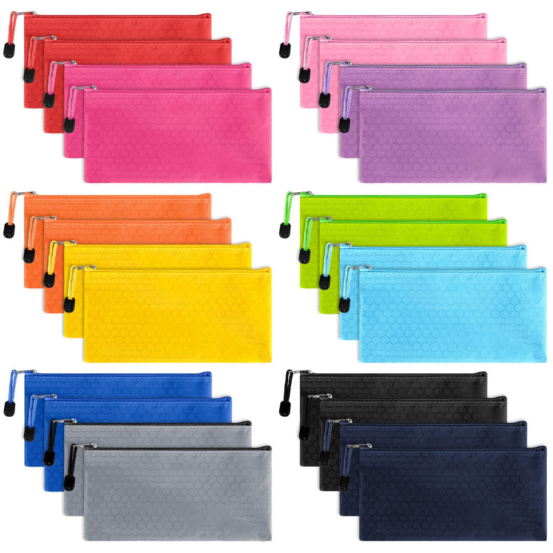 [Australia - AusPower] - EOOUT 24pcs Zipper Pencil Pouch Bulk, Waterproof Pencil Bag, Reusable Pencil Case Bulk, Zipper Bag for Office Supplies, Kids, Travel Accessories Stationery 12 Colors 