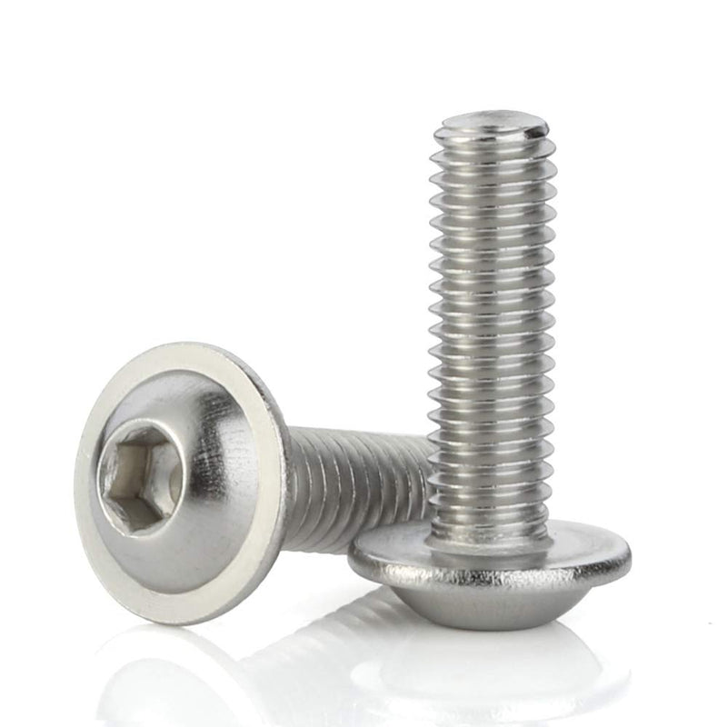 [Australia - AusPower] - M6-1.0 x 12mm Flanged Button Head Socket Cap Screws, Stainless Steel 18-8 (304), Bright Finish, Full Thread, Allen Socket Drive, 25 PCS M6 x 12 mm (25 PCS) 