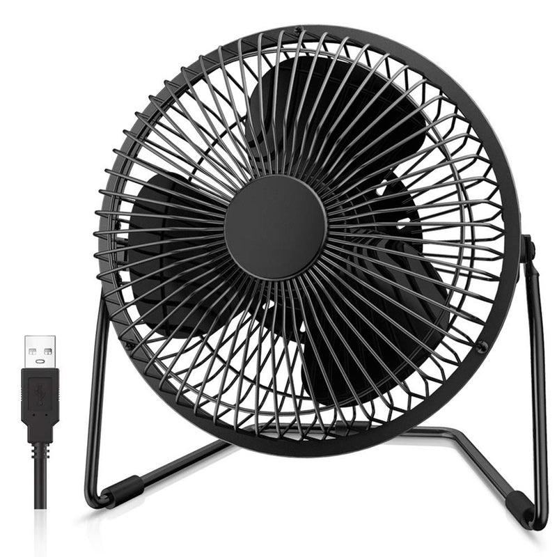 [Australia - AusPower] - EasyAcc 6 Inch USB Desk Fan, [ Small Quiet Powerful Metal Fan ] USB Powered Portable Fan, Strong Airflow& 360°Rotation Personal Table Cooling Fan with 2 Speed - Black (USB POWERED ONLY) 6" USB Fan 
