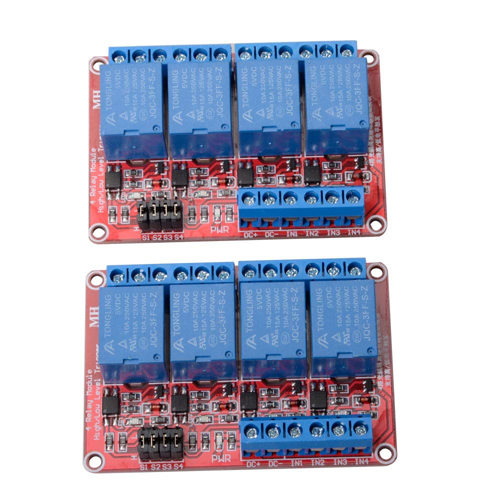 [Australia - AusPower] - 2Pcs DC 5V 4 Channel Relay Module Board Shield with Optocoupler Isolation Suport High/Low Level Trigger Relay 