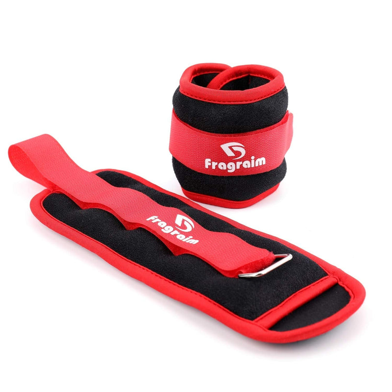 [Australia - AusPower] - Fragraim Ankle Weights for Women, Men and Kids - Strength Training Wrist/Leg/Arm Weight Set with Adjustable Strap for Jogging, Gymnastics, Aerobics, Physical Therapy Red 1 lbs pair (0.5 lbs each) 