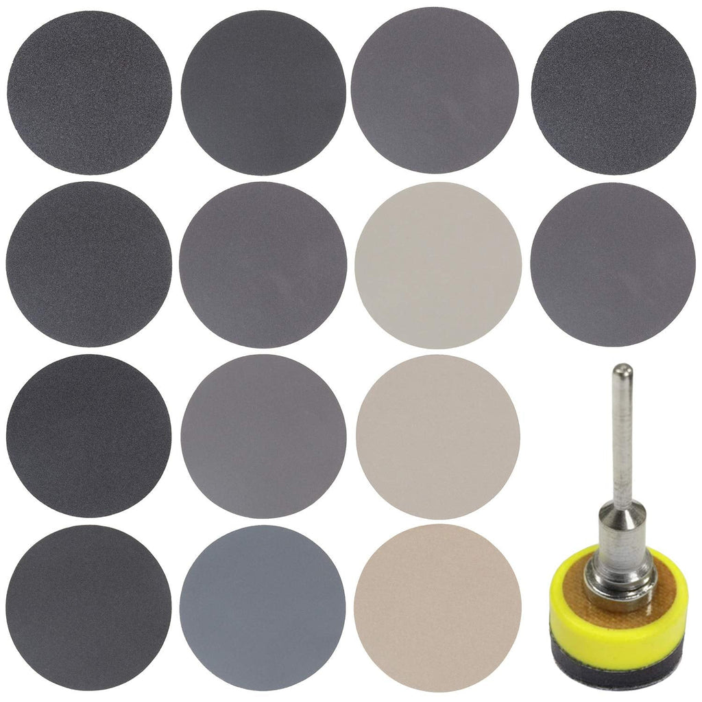 [Australia - AusPower] - 180 Pieces 1 Inch Sanding Disc, GOH DODD Wet Dry Sandpaper with Soft Foam Pad and Backing Pad 1/8 Inch Shank, 60-10000 Variety Grits Grinding Abrasive Sand Paper for Auto Metal Wood Grass Jewelry 1 Inch 180 Pieces 