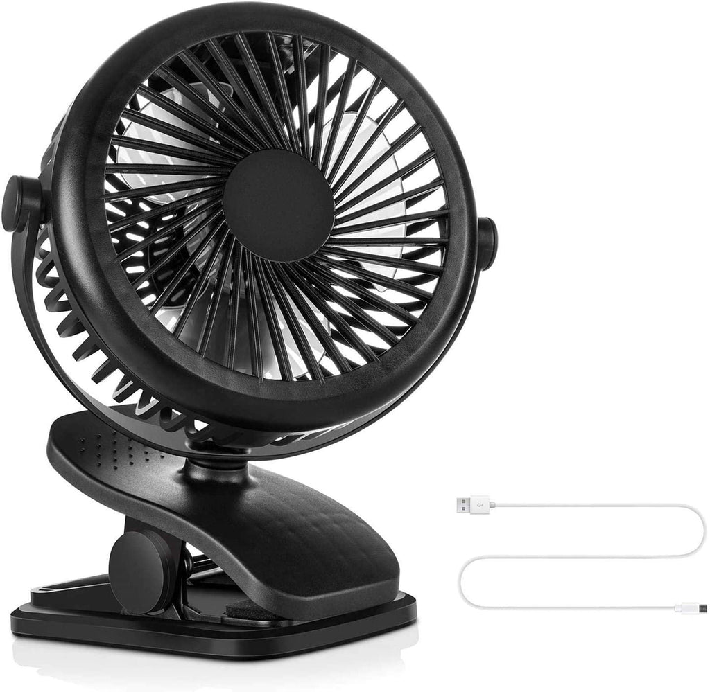 [Australia - AusPower] - USB Desktop Fan Portable Clip Fan with 2600mAh Rechargeable Battery, Quiet Portable Table Fan With 3 Speeds, 360° Rotation, Perfect Small Personal Fan for Baby Stroller, Table & Outdoor 