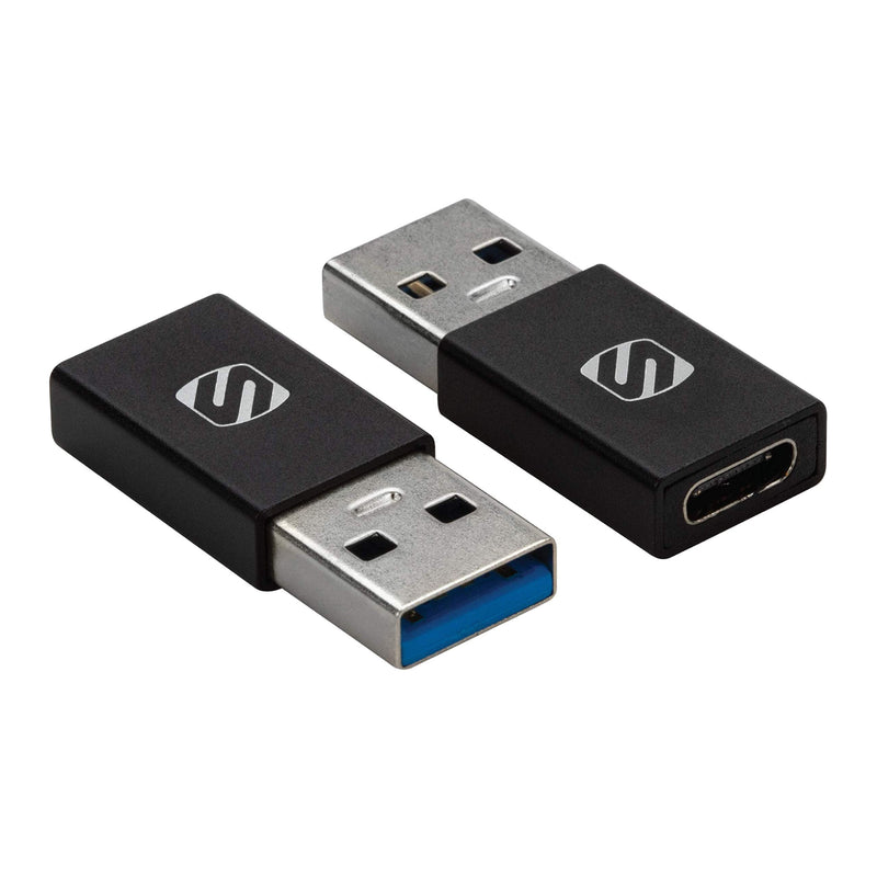 [Australia - AusPower] - SCOSCHE ACA-2PKSP Strikeline USB Type-C to USB Type-A Adapter 2-Pack - Black 