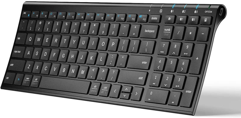 [Australia - AusPower] - iClever BK10 Bluetooth Keyboard, Universal Wireless Keyboard, Rechargeable Bluetooth 5.1 Multi Device Keyboard with Number Pad Full Size Stable Connection for Windows, iOS, Android, Mac 