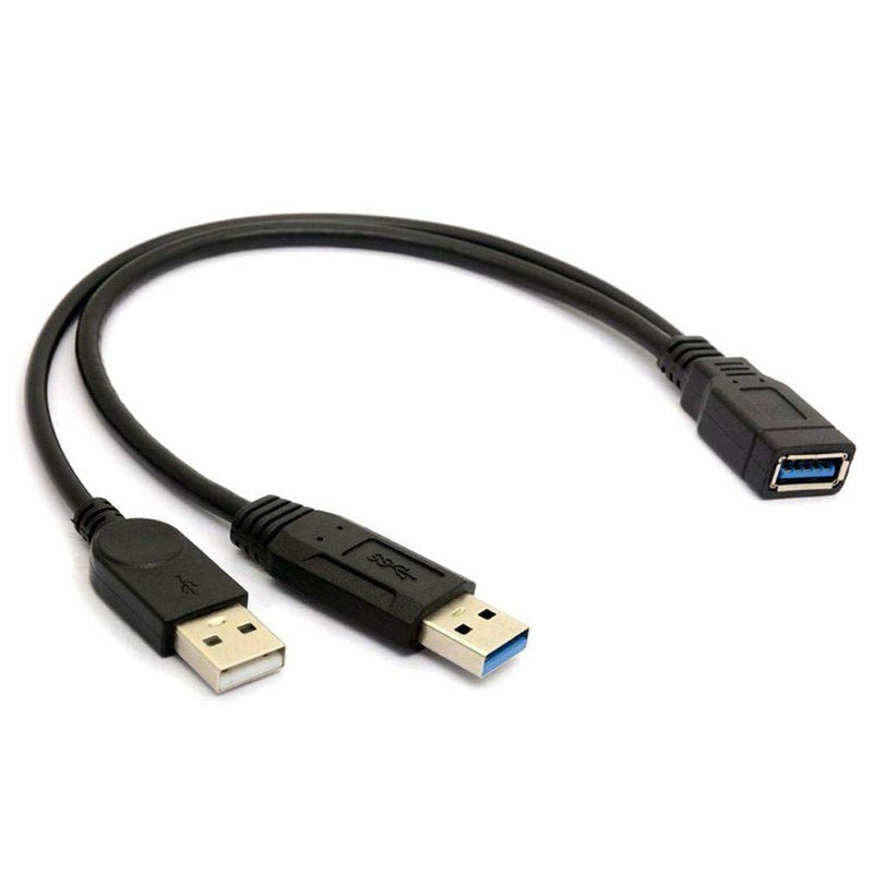 [Australia - AusPower] - ANRANK USB 3.0 Female to Dual USB Male Extra Power Data Extension Cord Adapter Splitter Y-Cable Black 