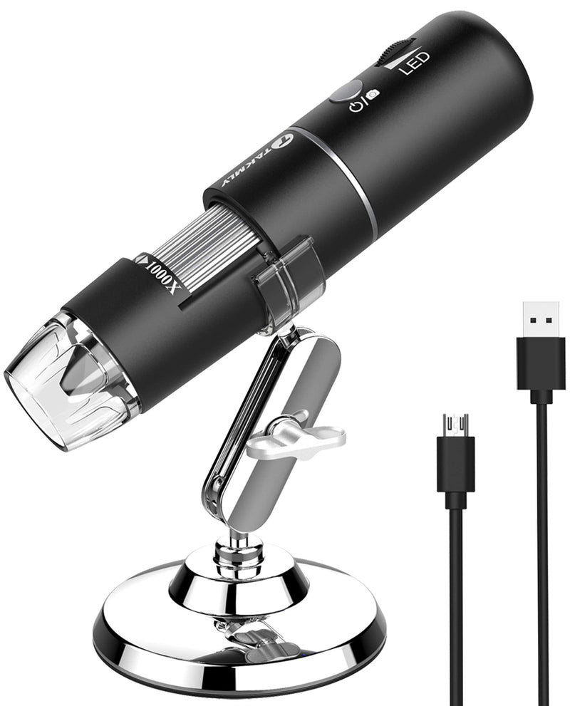 [Australia - AusPower] - Wireless Digital Microscope Handheld USB HD Inspection Camera 50x-1000x Magnification with Stand Compatible with iPhone, iPad, Samsung Galaxy, Android, Mac, Windows Computer Black 