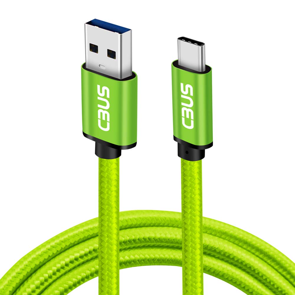 [Australia - AusPower] - CBUS 6ft USB-C Heavy-Duty Braided Fast Charging Cable for Motorola One 5G, Moto G Play, G Power, Samsung Galaxy A71 5G, A51, A52 5G, A32 5G, A21, A12, A02s, S21, S20 FE, Pixel, OnePlus (Green) Green 6 Feet 