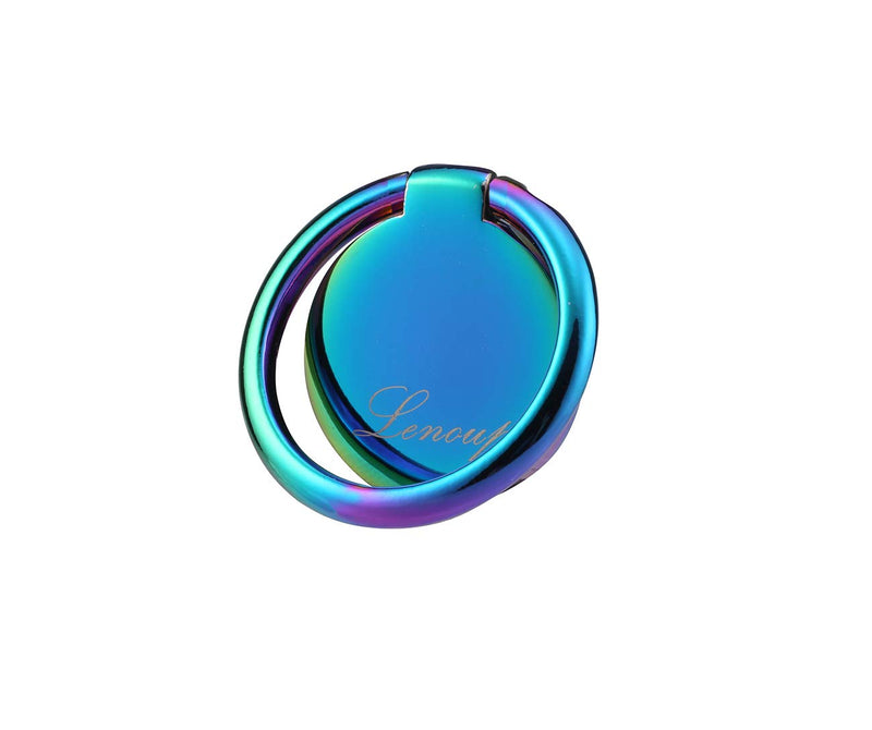 [Australia - AusPower] - lenoup Rainbow Cell Phone Ring Stand Holder,Blue Multicolor Ring Grip Kickstand,360 Rotation Metal Finger Ring for Almost All Phones,Pad 
